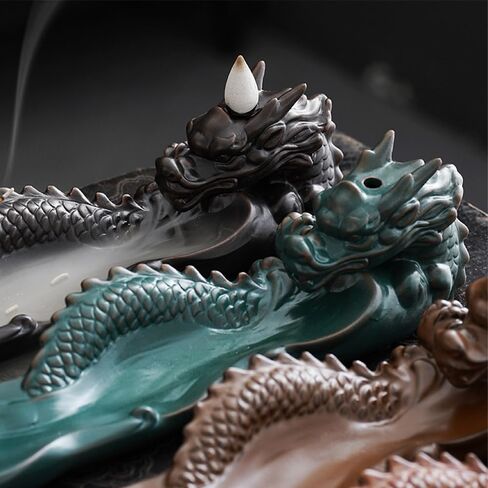 Ceramic Incense Holder Dragon Incense Burner for Sticks with Ash Catcher Backflow Incense Burner Perfect for Aromatherapy Meditation Yoga Spa Room Decor No Mess Incense Tray in Saudi Arabia
