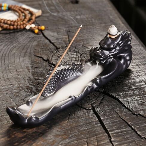 Ceramic Incense Holder Dragon Incense Burner for Sticks with Ash Catcher Backflow Incense Burner Perfect for Aromatherapy Meditation Yoga Spa Room Decor No Mess Incense Tray in Saudi Arabia