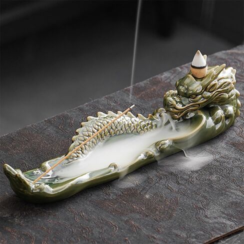 Ceramic Incense Holder Dragon Incense Burner for Sticks with Ash Catcher Backflow Incense Burner Perfect for Aromatherapy Meditation Yoga Spa Room Decor No Mess Incense Tray in Saudi Arabia