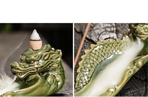 Ceramic Incense Holder Dragon Incense Burner for Sticks with Ash Catcher Backflow Incense Burner Perfect for Aromatherapy Meditation Yoga Spa Room Decor No Mess Incense Tray in Saudi Arabia