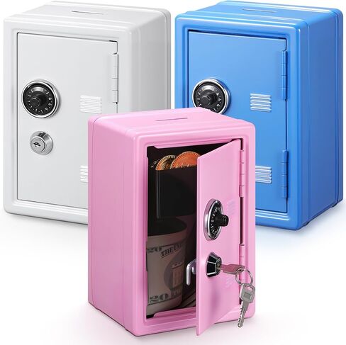 Zonon 3 PCS Money Safe Cash Locker Box Mini Mini Metal Kid Safe Coin Piggy Bank Locking Box Steel Money Soiler مع 2 مفاتيح قابلة للعملة المعدنية الصينية لـ Boy Girl 7.1 "× 4.7" × 3.9 "(أسود ، أحمر ، فضية) in Kuwait