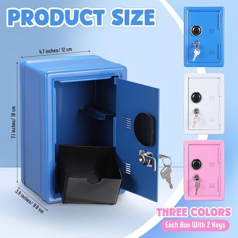 Zonon 3 PCS Money Safe Cash Locker Box Mini Mini Metal Kid Safe Coin Piggy Bank Locking Box Steel Money Soiler مع 2 مفاتيح قابلة للعملة المعدنية الصينية لـ Boy Girl 7.1 "× 4.7" × 3.9 "(أسود ، أحمر ، فضية) in Kuwait