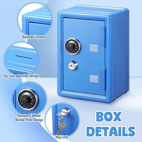 Zonon 3 PCS Money Safe Cash Locker Box Mini Mini Metal Kid Safe Coin Piggy Bank Locking Box Steel Money Soiler مع 2 مفاتيح قابلة للعملة المعدنية الصينية لـ Boy Girl 7.1 "× 4.7" × 3.9 "(أسود ، أحمر ، فضية) in Kuwait