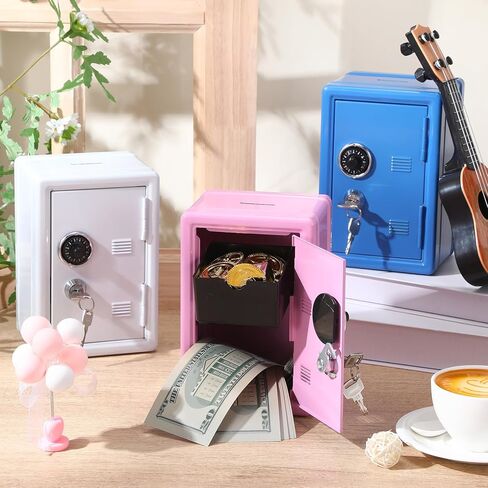 Zonon 3 PCS Money Safe Cash Locker Box Mini Mini Metal Kid Safe Coin Piggy Bank Locking Box Steel Money Soiler مع 2 مفاتيح قابلة للعملة المعدنية الصينية لـ Boy Girl 7.1 "× 4.7" × 3.9 "(أسود ، أحمر ، فضية) in Kuwait