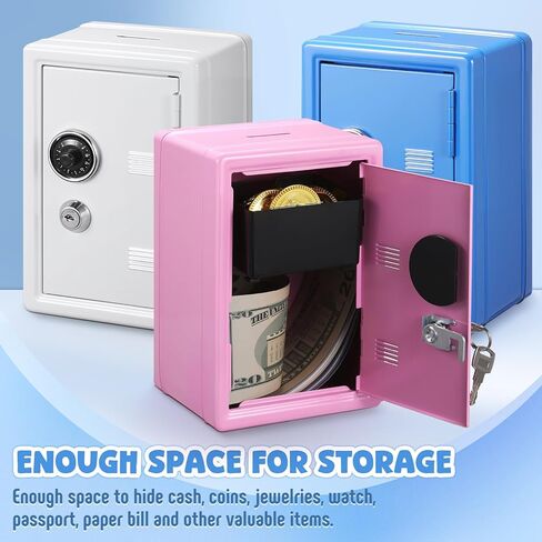 Zonon 3 PCS Money Safe Cash Locker Box Mini Mini Metal Kid Safe Coin Piggy Bank Locking Box Steel Money Soiler مع 2 مفاتيح قابلة للعملة المعدنية الصينية لـ Boy Girl 7.1 "× 4.7" × 3.9 "(أسود ، أحمر ، فضية) in Kuwait