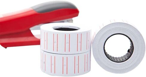 hatisan Price Gun Labels, 10 Rolls x 5000 White Pieces, Compatible with Mx-5500, 3pcs Ink Rollers, Double Red Lines, 500 Price Tag per Roll, 5000 Labels Total in Kuwait