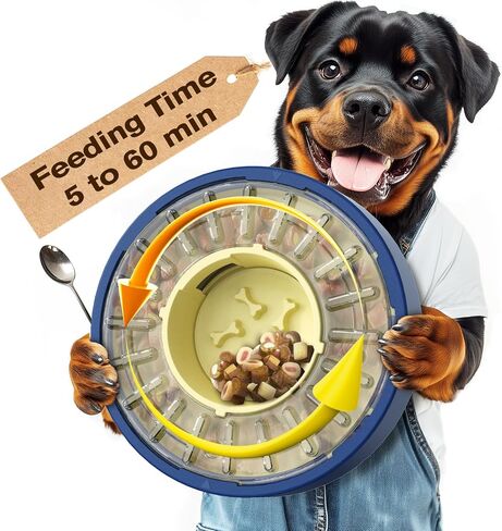 KADTC Dog Detating Slow Bowl Puzzle Teeder وقت التغذية القابل للتعديل من 5 إلى 60 دقيقة سعة 17.64 أونصة جرو العقل تغذية عقلية للكلاب الصغيرة/المتوسطة/الكبيرة الأزرق in Saudi Arabia