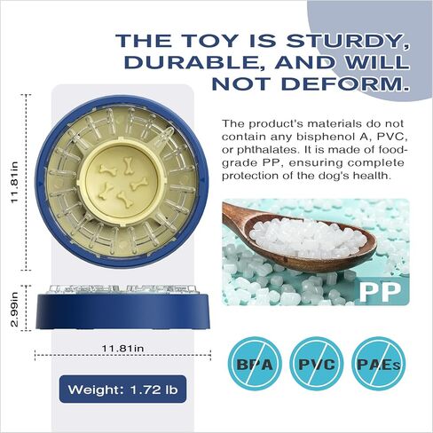 KADTC Dog Detating Slow Bowl Puzzle Teeder وقت التغذية القابل للتعديل من 5 إلى 60 دقيقة سعة 17.64 أونصة جرو العقل تغذية عقلية للكلاب الصغيرة/المتوسطة/الكبيرة الأزرق in Saudi Arabia