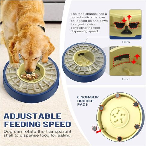 KADTC Dog Detating Slow Bowl Puzzle Teeder وقت التغذية القابل للتعديل من 5 إلى 60 دقيقة سعة 17.64 أونصة جرو العقل تغذية عقلية للكلاب الصغيرة/المتوسطة/الكبيرة الأزرق in Saudi Arabia