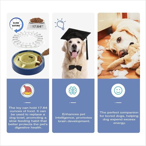 KADTC Dog Detating Slow Bowl Puzzle Teeder وقت التغذية القابل للتعديل من 5 إلى 60 دقيقة سعة 17.64 أونصة جرو العقل تغذية عقلية للكلاب الصغيرة/المتوسطة/الكبيرة الأزرق in Saudi Arabia