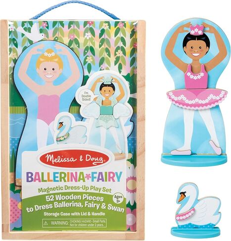 Melissa & Doug Ballerina and Fairy Magnetic Dress-Up Double-Sided Wooden Doll and Swan Pretend Play Set (52 pcs), 3+ years in Kuwait