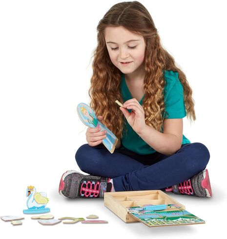 Melissa & Doug Ballerina and Fairy Magnetic Dress-Up Double-Sided Wooden Doll and Swan Pretend Play Set (52 pcs), 3+ years in Kuwait