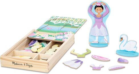 Melissa & Doug Ballerina and Fairy Magnetic Dress-Up Double-Sided Wooden Doll and Swan Pretend Play Set (52 pcs), 3+ years in Kuwait