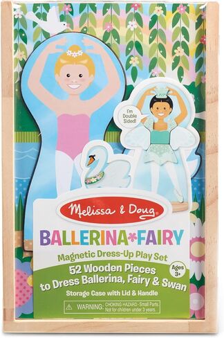 Melissa & Doug Ballerina and Fairy Magnetic Dress-Up Double-Sided Wooden Doll and Swan Pretend Play Set (52 pcs), 3+ years in Kuwait