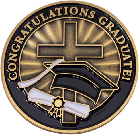 Congratulations Graduate Christian Coin, Religious Graduation Pass Along Token of Rejoicing, for High School, College, and Graduate School, Antique Gold-Color Plated Daniel 1:17 Gift in Saudi Arabia