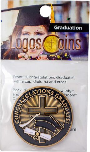 Congratulations Graduate Christian Coin, Religious Graduation Pass Along Token of Rejoicing, for High School, College, and Graduate School, Antique Gold-Color Plated Daniel 1:17 Gift in Saudi Arabia