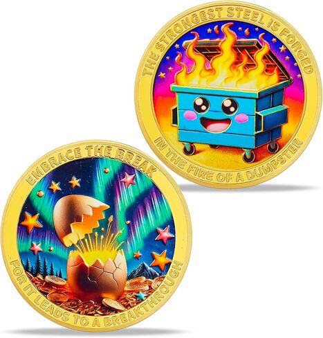 Dumpster Fire Challenge Coin 1 Pcs, Colorful Dumpster Fire Coin, Funny Inspirational Commemorable Coins for Workers, Coworkers, Friends, Family in Kuwait