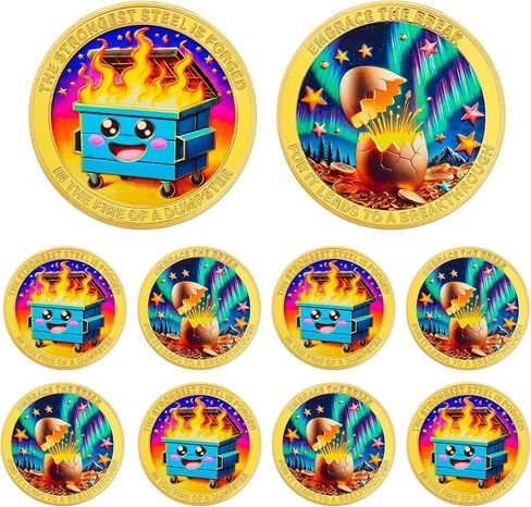 Dumpster Fire Challenge Coin 1 Pcs, Colorful Dumpster Fire Coin, Funny Inspirational Commemorable Coins for Workers, Coworkers, Friends, Family in Kuwait