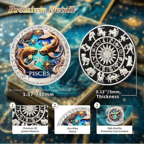 Cool Gemini 12 Zodiac Challenge Coin - Twelve Constellations Gemini Protective Talisman Coin - Divination Good Luck Charms Tarot Coin - Meaningful Star Sign Collectible Gifts for Men Women Friend Kid in Saudi Arabia