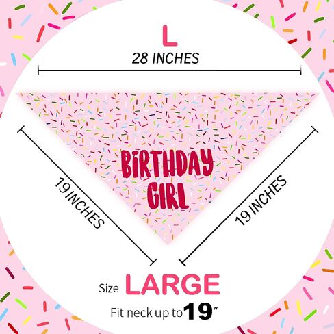 Birthday Girl Dog Bandanas 1 Pack, Pink Dog Scarfs for Boy and Girl, Pet Scarves for Birthday Boy and Girl Bandanas for Small Medium Large Dogs (Pink, Large) in Saudi Arabia