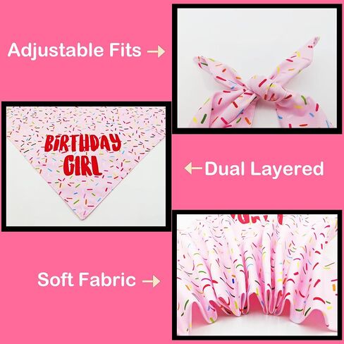 Birthday Girl Dog Bandanas 1 Pack, Pink Dog Scarfs for Boy and Girl, Pet Scarves for Birthday Boy and Girl Bandanas for Small Medium Large Dogs (Pink, Large) in Saudi Arabia