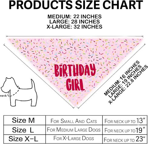 Birthday Girl Dog Bandanas 1 Pack, Pink Dog Scarfs for Boy and Girl, Pet Scarves for Birthday Boy and Girl Bandanas for Small Medium Large Dogs (Pink, Large) in Saudi Arabia