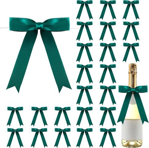 Riceshoot 24 Pcs Satin Ribbon Twist Tie Bows 5 x 7 Inch Large Decorating Ribbon Gift Bows Christmas Bows for Gift Wrapping Champagne Bottle Cake Treat Bag DIY Craft Wedding Birthday Party(Pink) in Kuwait