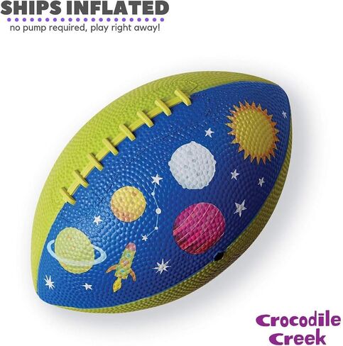 Crocodile Creek Soft Textured Football for Kids Ages 3 and Up - Inflatable Ball for Flag Football Games and Outdoor Sports - Waterproof - Made from Rubber and PVC - Dinosaurs - 9-inch Length in Kuwait