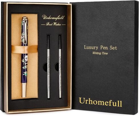 Black Rollerball Point Pen with Real 24K Gold Finish, Luxury Pen Set for Writing, Cute Panda Pen Gift for Men Women, Executive Pens Note Taking, Fancy Pen Office Christmas Birthday in Saudi Arabia