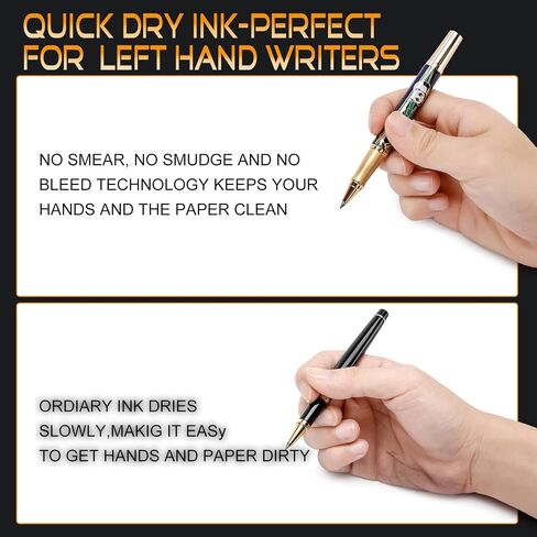 Black Rollerball Point Pen with Real 24K Gold Finish, Luxury Pen Set for Writing, Cute Panda Pen Gift for Men Women, Executive Pens Note Taking, Fancy Pen Office Christmas Birthday in Saudi Arabia