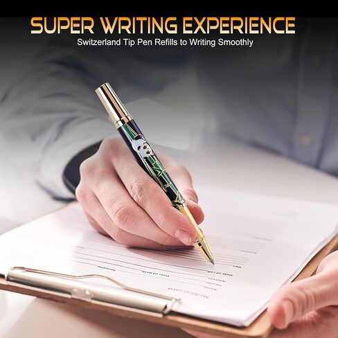 Black Rollerball Point Pen with Real 24K Gold Finish, Luxury Pen Set for Writing, Cute Panda Pen Gift for Men Women, Executive Pens Note Taking, Fancy Pen Office Christmas Birthday in Saudi Arabia