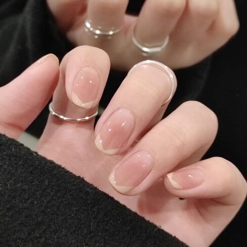 24pcs قصيرة الضغط على الأظافر ، وردي زرقاء عارية لطيف 3D الحلي ثلاثية الأبعاد الغراء القابل لإعادة الاستخدام على الأظافر جولة مربعة اللوز in Kuwait