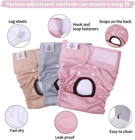 Cutebone Dog Diapers Female 3 Pack Pack Diggy Diggy Diapers with One Semarender for Small Medium Edge Barge DAGE BDD02S in Kuwait