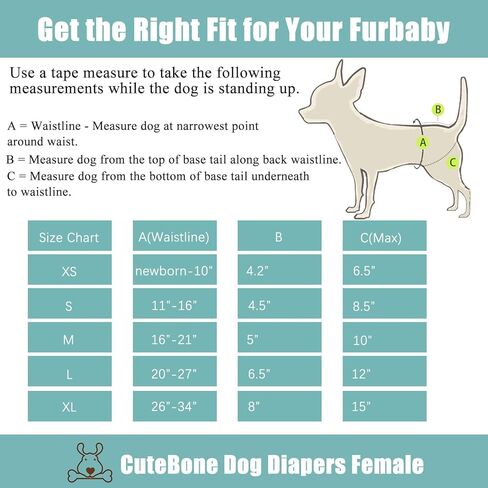Cutebone Dog Diapers Female 3 Pack Pack Diggy Diggy Diapers with One Semarender for Small Medium Edge Barge DAGE BDD02S in Kuwait