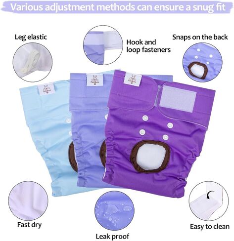 Cutebone Dog Diapers Female 3 Pack Pack Diggy Diggy Diapers with One Semarender for Small Medium Edge Barge DAGE BDD02S in Kuwait