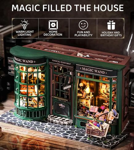 Spilay DIY Miniature Dollhouse Wooden Furniture Kit,Handmade Mini Modern Model Plus with Dust Cover & LED,1:24 Scale Creative Doll House for Lover Friend Gift (Magic House) in Kuwait
