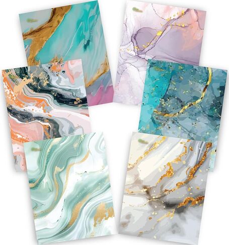 New Generation - Marble - 2 Pocket Folders, Assorted Designs Letter Size folders with 3 Hole Punch to use with Your Binder, folders are Heavy Duty and Glossy Laminated (6 Pack FOLDERS) in Kuwait
