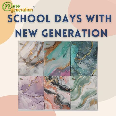 New Generation - Marble - 2 Pocket Folders, Assorted Designs Letter Size folders with 3 Hole Punch to use with Your Binder, folders are Heavy Duty and Glossy Laminated (6 Pack FOLDERS) in Kuwait