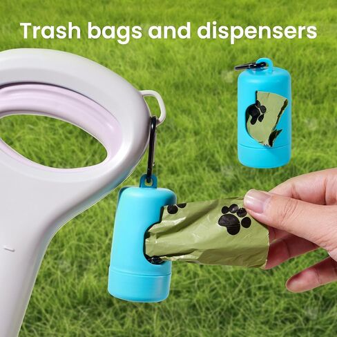 Portable Pooper Scooper with Bag Attachment, 19-Inch Handle, One-Handed Operation, Includes 60 Waste Bags and Dispenser, Foldable Dog Pooper Scooper for Yard, Grass, Gravel, and Dirt Cleanup, Purple in Kuwait