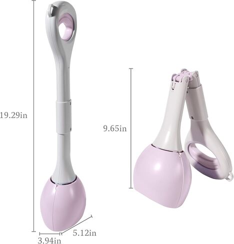 Portable Pooper Scooper with Bag Attachment, 19-Inch Handle, One-Handed Operation, Includes 60 Waste Bags and Dispenser, Foldable Dog Pooper Scooper for Yard, Grass, Gravel, and Dirt Cleanup, Purple in Kuwait