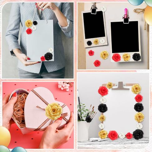 35 PCS DIY Cap Cap Decorations Kit ، تشمل Faux Flower Flower 3D Butterfly Treguation QUOTE GLITTER PERL PEARL RHINESTONE لـ GRART HAT Topper Cover Gift (Black ، Red ، Gold) in Saudi Arabia