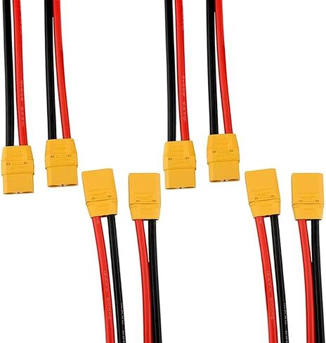Amass 4 أزواج XT90 Pigtails XT90 Wire XT 90 Plug ذكر وأنثى موصل 150 مم 10AWG سلك سيليكون لبطارية Lipo RC FPV Racing Drone... in Kuwait