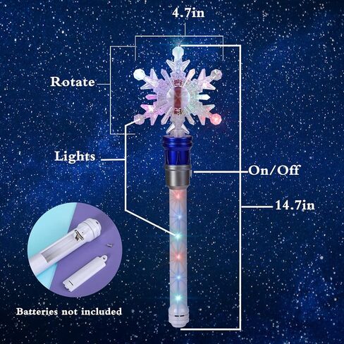 Light Up Frozen Snowflake Wand- Snowflake Spinning Wands,Magic Wand Rotating Toy for Girls and Boys, Magic Princess Sensory Toys,Christmas & Birthday Gift (Blue) in Saudi Arabia