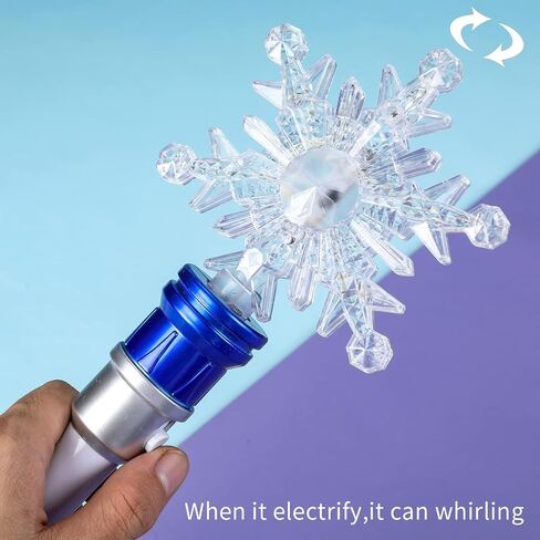 Light Up Frozen Snowflake Wand- Snowflake Spinning Wands,Magic Wand Rotating Toy for Girls and Boys, Magic Princess Sensory Toys,Christmas & Birthday Gift (Blue) in Saudi Arabia