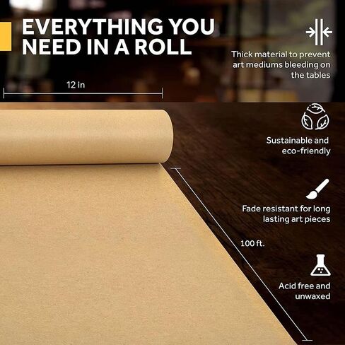 Brown Wrapping Paper Roll 30"x 1200" Craft Packing Paper for Gift Wrapping Bulletin Board Paper Roll Bouquet Flower Table Covering Poster Packing Shipping Moving Supplies in Saudi Arabia
