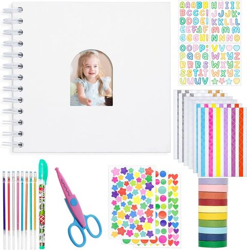 Kid Scrapbook Diy Photo Photo Hard Cover Scrapbook Kit for Kids Instant Camera Paper مع ملحقات DIY (الوردي) in Kuwait