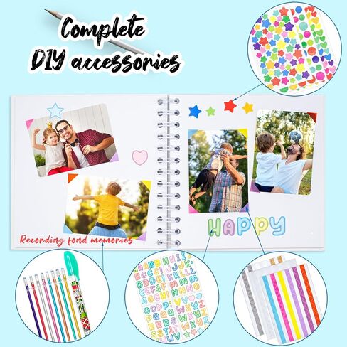 Kid Scrapbook Diy Photo Photo Hard Cover Scrapbook Kit for Kids Instant Camera Paper مع ملحقات DIY (الوردي) in Kuwait