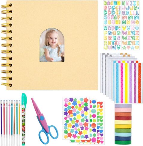 Kid Scrapbook Diy Photo Photo Hard Cover Scrapbook Kit for Kids Instant Camera Paper مع ملحقات DIY (الوردي) in Kuwait