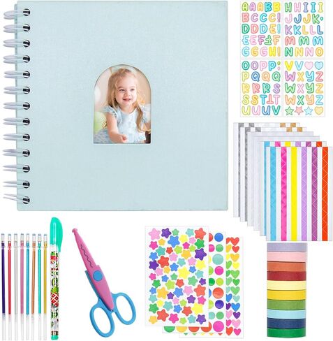 Kid Scrapbook Diy Photo Photo Hard Cover Scrapbook Kit for Kids Instant Camera Paper مع ملحقات DIY (الوردي) in Kuwait