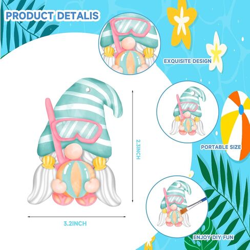 24Pcs Summer Gnome Ceramic Painting Kit for Adults Kids Ready to Paint Your Own Gnome Ornaments DIY Unpainted Gnomes Figurines Ceramic Gnomes to Paint Crafts Set with Magnetic Strips in Kuwait